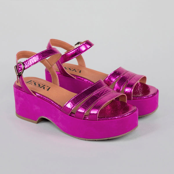 Esska Ellie Fuchsia Flat Platform Sandal