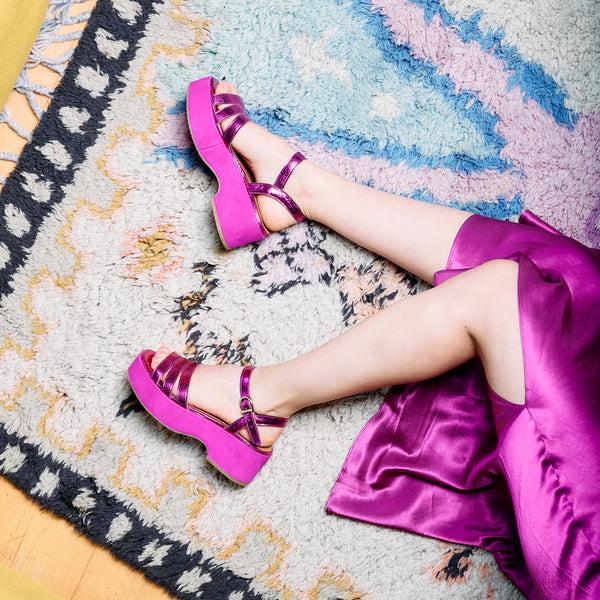 Esska Ellie Fuchsia Flat Platform Sandal