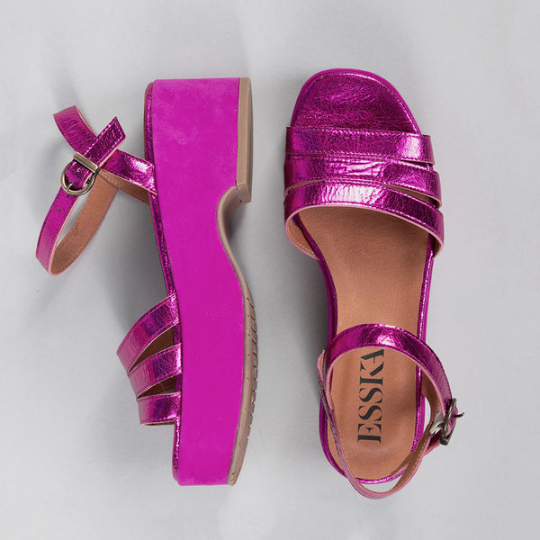 Esska Ellie Fuchsia Flat Platform Sandal