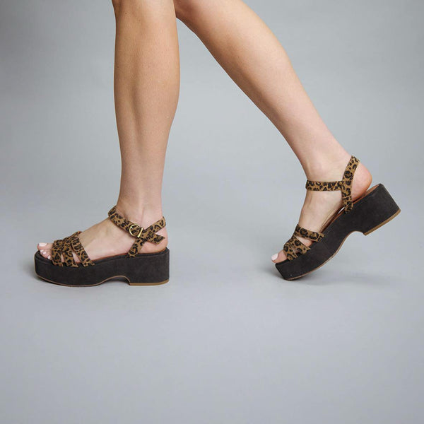 Esska Ellie Leopard Flat Platform Sandal