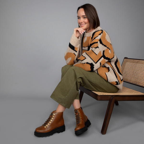 esska Estelle Tan Chunky Flat Boot