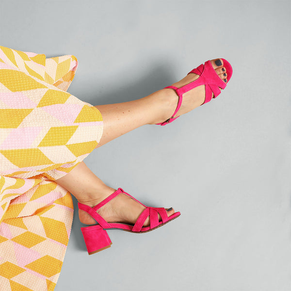 Esska Gabby Fuchsia Low Heel Sandal