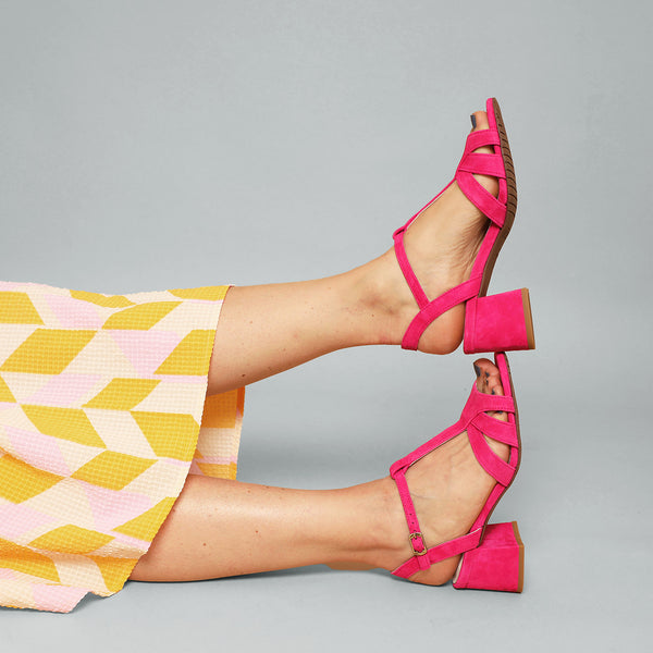 esska Gabby Fuchsia Low Heel Sandal