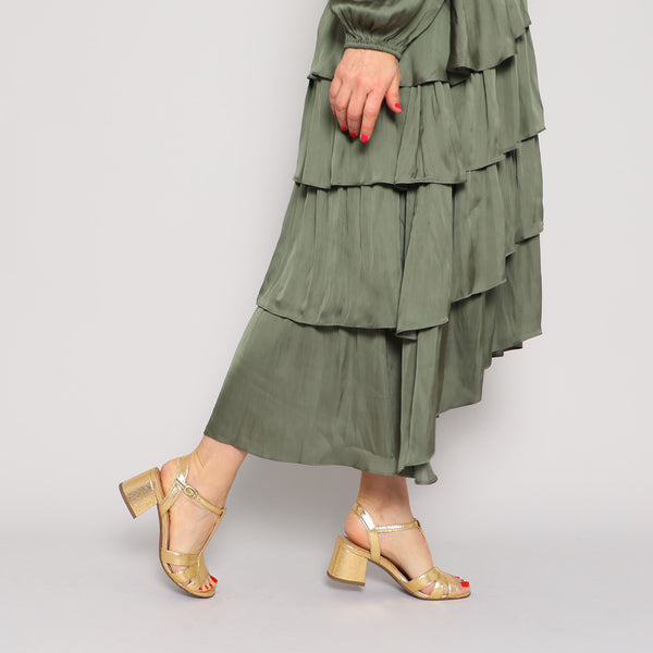 Esska Gabby Vegan Gold Low Heel Sandal