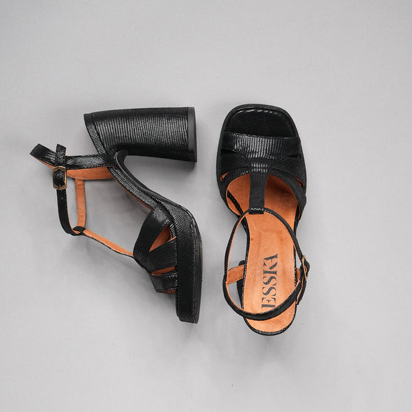 Esska Gaia Metallic Black High Heel Sandal