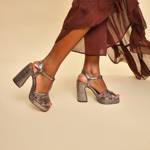 Esska Gaia Metallic Iron High Heel Sandal