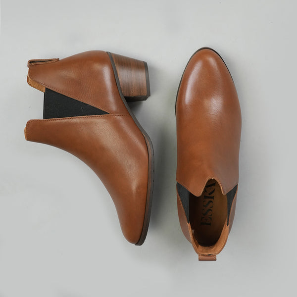 Esska Ginny Cognac Low Heel Boot