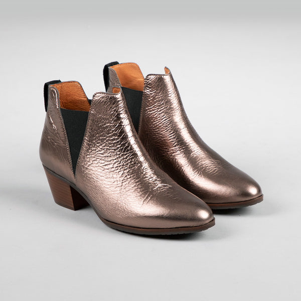 Esska Ginny Taupe Metallic Low Heel Boot