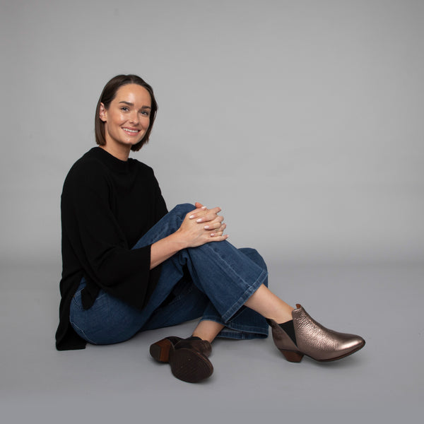 esska Ginny Taupe Metallic Low Heel Boot