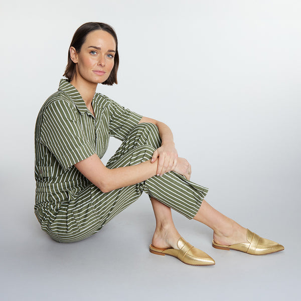 Esska Hayley Vegan Gold Flat Pointy Slip On