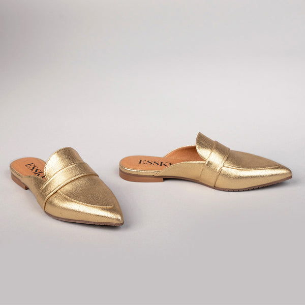 Esska Hayley Vegan Gold Flat Pointy Slip On
