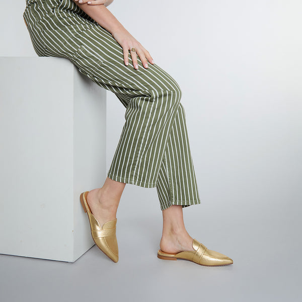 esska Hayley Vegan Gold Flat Pointy Slip On