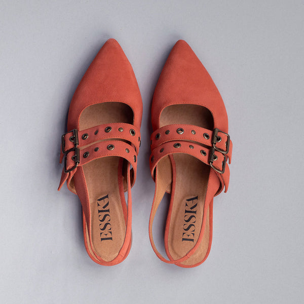 Esska Hope Coral Flat Pointy Sling Back