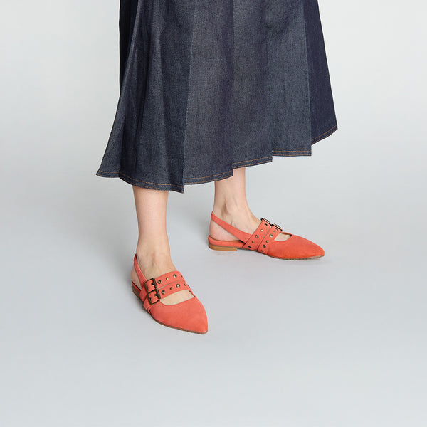 Esska Hope Coral Flat Pointy Sling Back