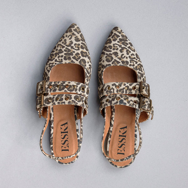 Esska Hope Leopard Light Flat Pointy Sling Back