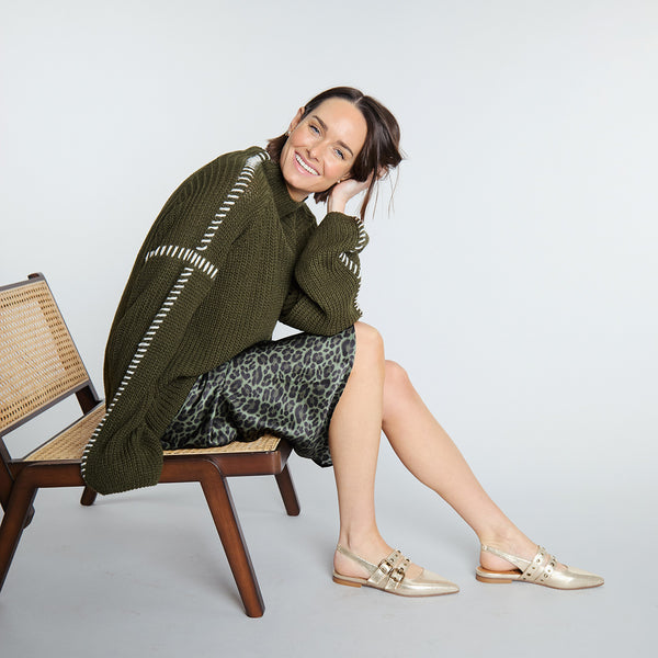 Esska Hope Vegan Platinum Flat Pointy Sling Back