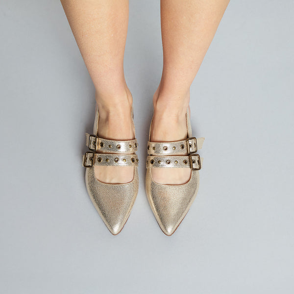 esska Hope Vegan Platinum Flat Pointy Sling Back