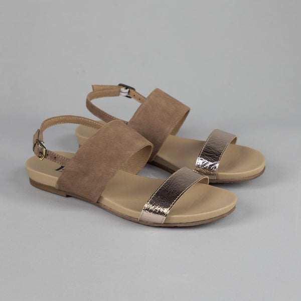 Esska Ides Taupe Metallic Flat Sandal