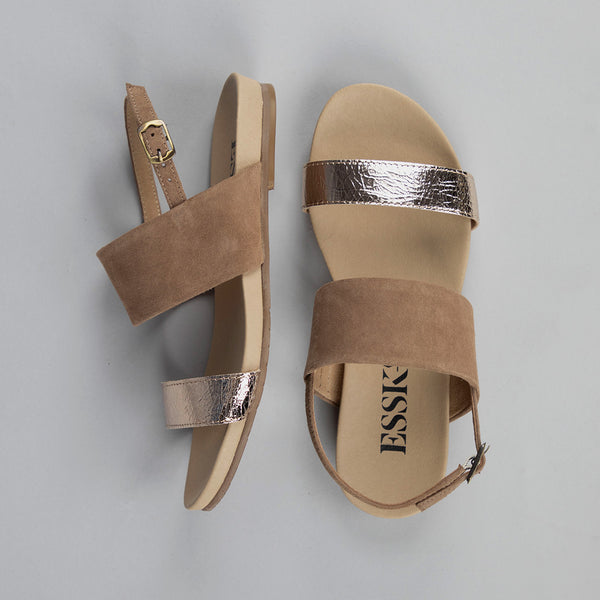 Esska Ides Taupe Metallic Flat Sandal
