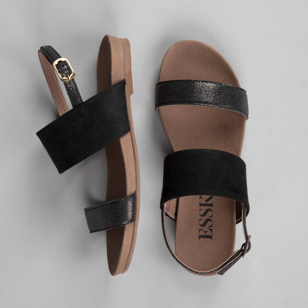 Esska Ides Vegan Black Flat Sandal