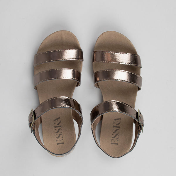 Esska Ilona Coffee Metallic Flat Sandal