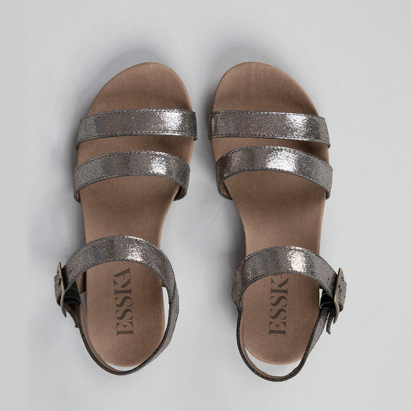 Esska Ilona Vegan Anthracite Flat Sandal