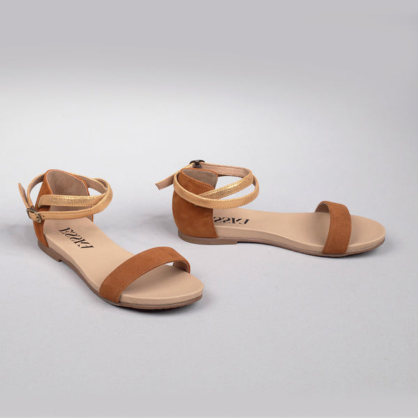 Esska India Tan Flat Sandals