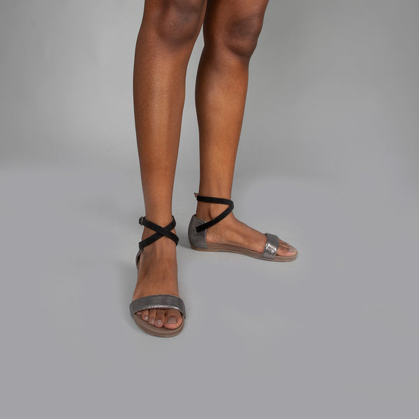 Esska India Vegan Anthracite Flat Sandal