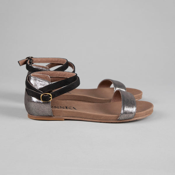 Esska India Vegan Anthracite Flat Sandal