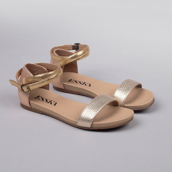 Esska India Vegan Metallic Trio Flat Sandals