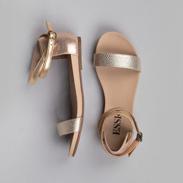 Esska India Vegan Metallic Trio Flat Sandals