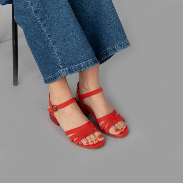 Esska Jesse WIDE Red Low Heel Sandal