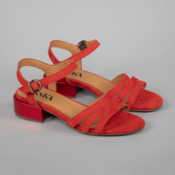 Esska Jesse WIDE Red Low Heel Sandal