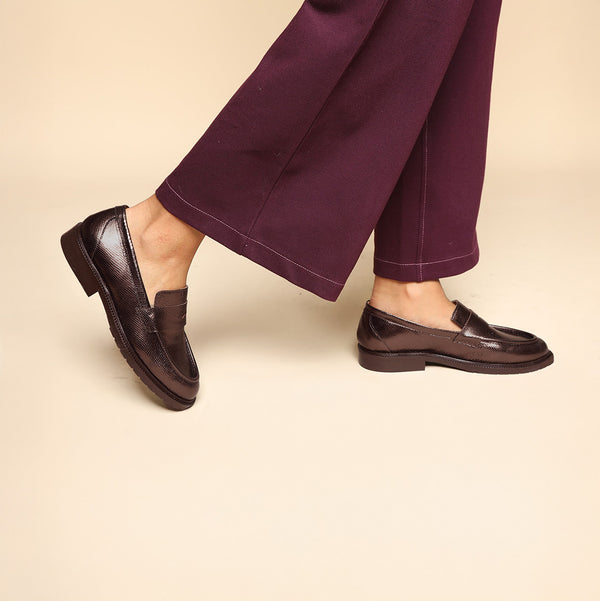 Esska Kath Metallic Dark Brown Penny Loafer
