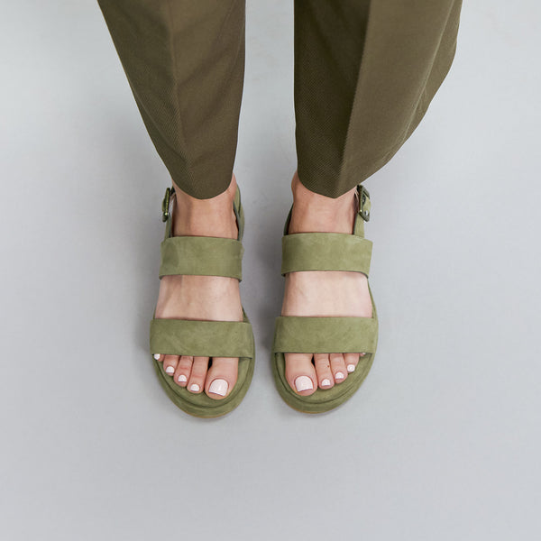 Esska Keira Green Flat Platform Sandal