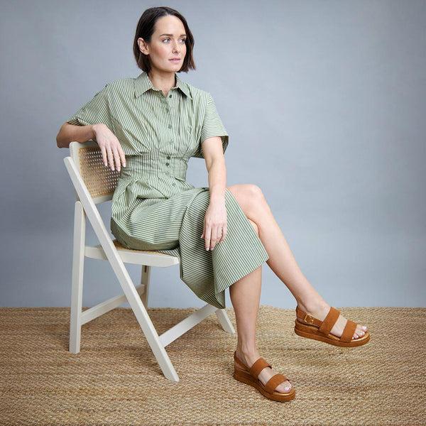 esska Keira Tan Flat Sandals