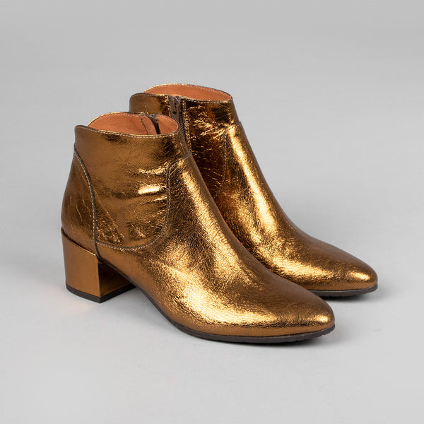 Esska Kiana Dark Gold Low Heel Ankle Boot