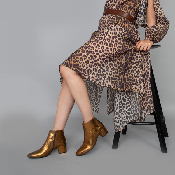 Esska Kiana Dark Gold Low Heel Ankle Boot