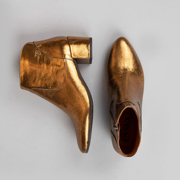 Esska Kiana Dark Gold Low Heel Ankle Boot