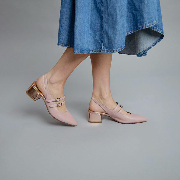 Esska Layal Dusty Pink Low Heel Shoe