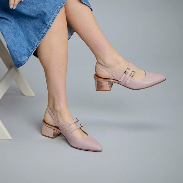 esska Layal Dusty Pink Low Heel Shoe