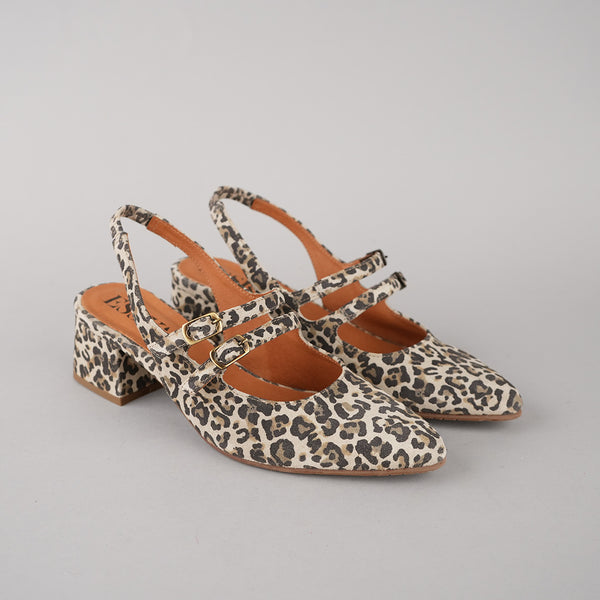 Esska Layal Leopard Light Pointy Sling Back Shoes
