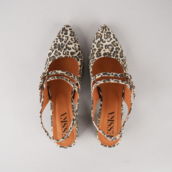 Esska Layal Leopard Light Pointy Sling Back Shoes