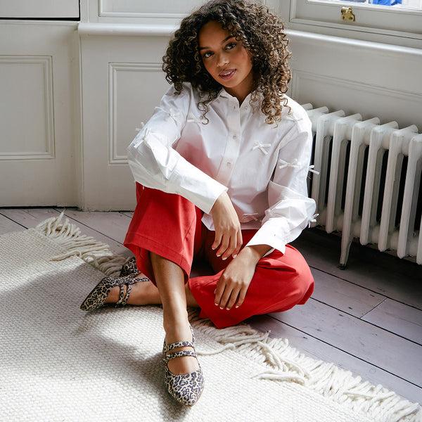 esska Layal Leopard Light Pointy Sling Back Shoes