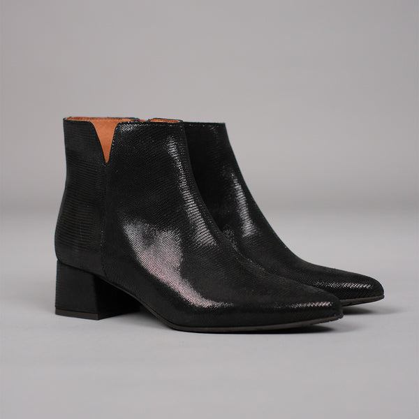 esska Leisel Black Metallic Low Heel Boot