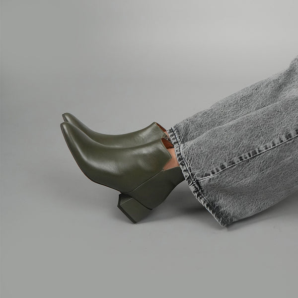 Esska Leisel Khaki Low Heel Ankle Boot