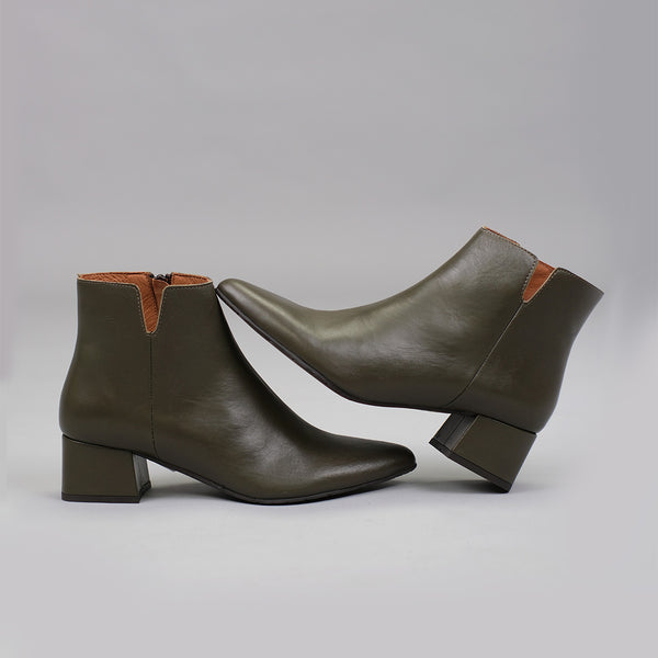Esska Leisel Khaki Low Heel Ankle Boot