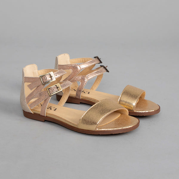 Esska Linda Vegan Metallic Trio Flat Sandal