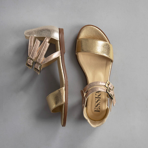 Esska Linda Vegan Metallic Trio Flat Sandal
