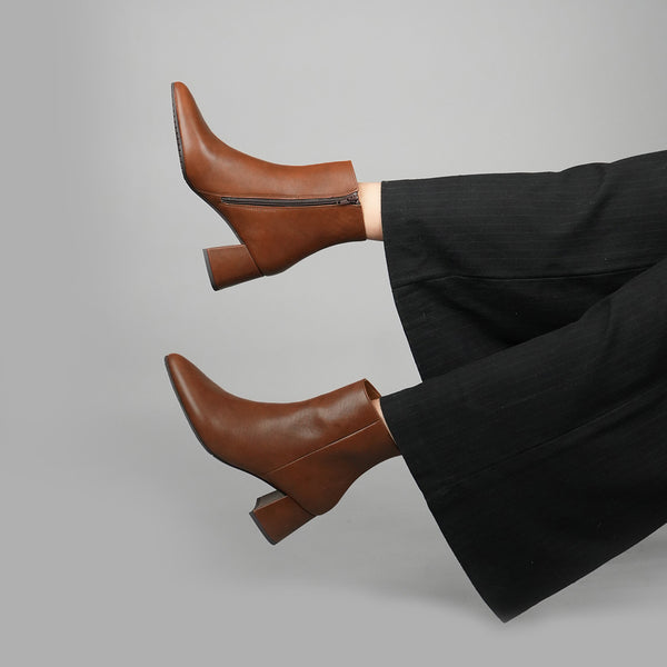 Esska Lorna Cognac Mid Heel Boot